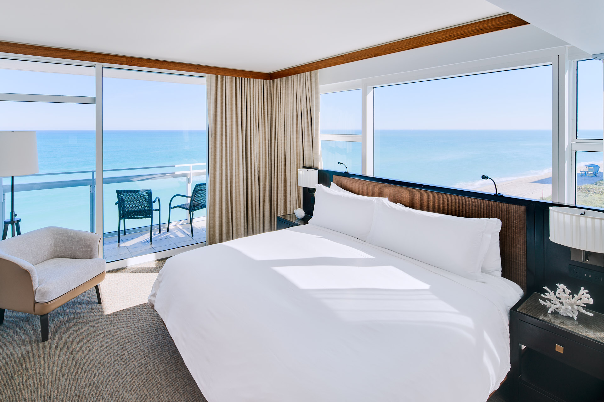 Corner suite looking over the sea and beach at the Carillon Miami