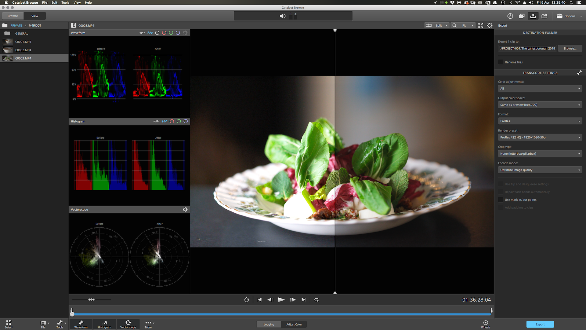 50/50 view of adjusting the colors